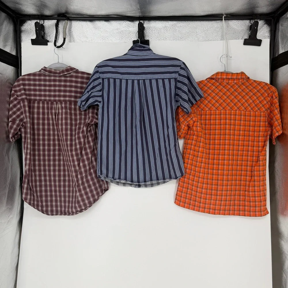 Lot of 3 Shirts Men Medium 10/12 Multicolor Plaid Striped Bundle Skater School